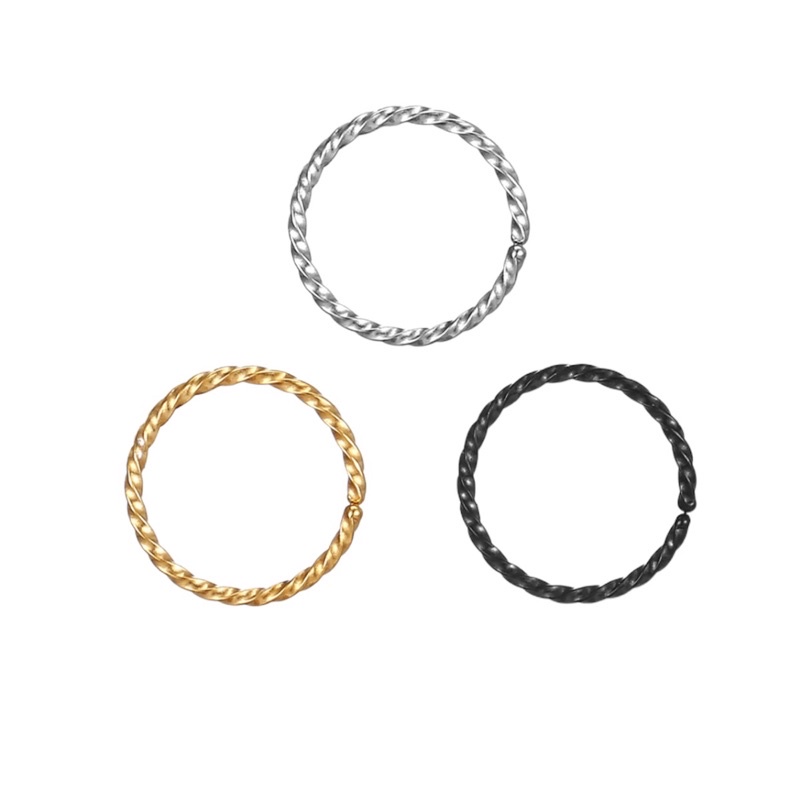 Piercing Argola Nariz Náutica Trançada Aço Cirúrgico Dourado