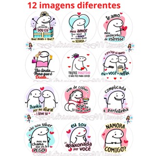 Kit 12 Papel Arroz Mini Bolo Bento Cake Frases Namorados 9cm cada