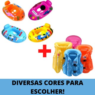 Kit 2 Boia Infantil Para Piscina Colete e Bote Criança Verão