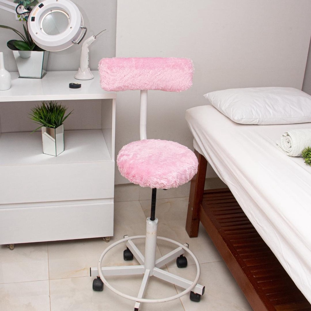 Capa Cadeira Mocho R Pelo Curto Rosa escritorio mocho salao estetica manicure maquiagem giratoria