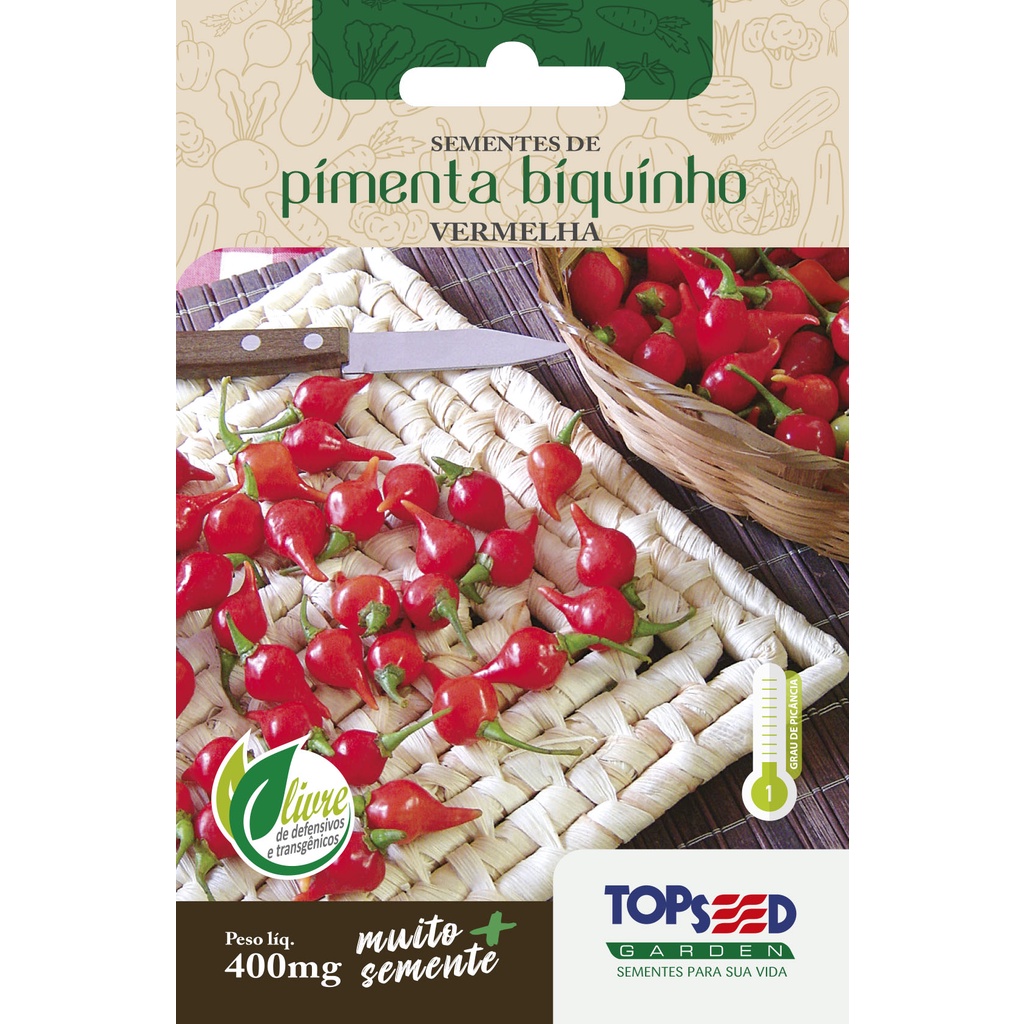 Sementes de Pimenta Biquinho Temperos Saladas Cozinha