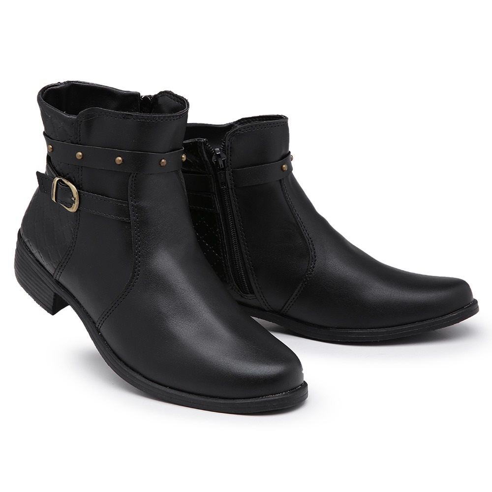 Coturno Feminino Montaria 11300 Cano baixo Com zíper Confortável