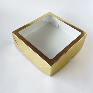 Caixa com Visor S22 Dourada (20x20x6cm) 10 unidades - ASSK - Kafe Embalagens