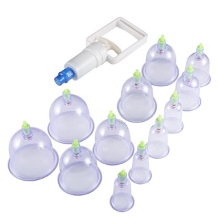 Kit 12 Ventosas Terapêuticas Ventosaterapia Terapia Massagem Acupuntura Vácuo Sucção Bomba Com Caixa Kit De Ventosas