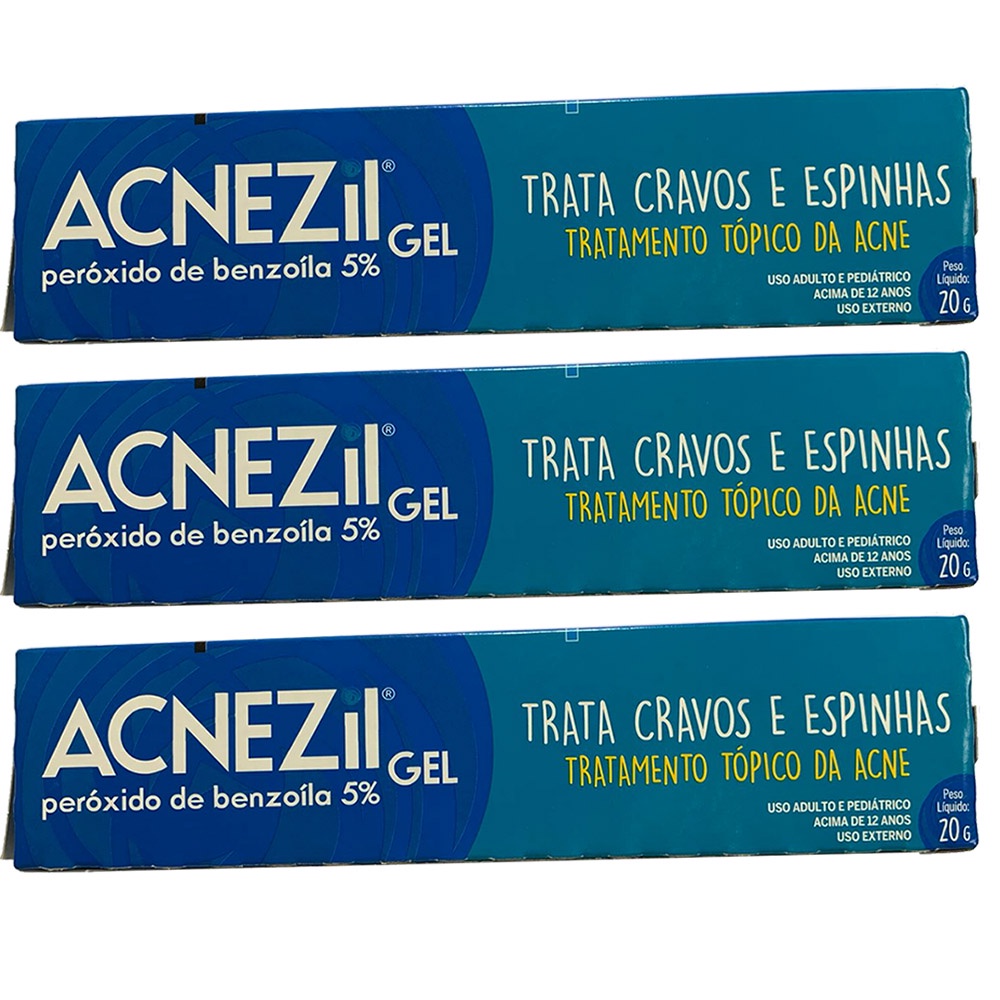 Kit 3 Pomada para Acne Acnezil Gel 20g Tratamento Para Cravos Espinhas ...
