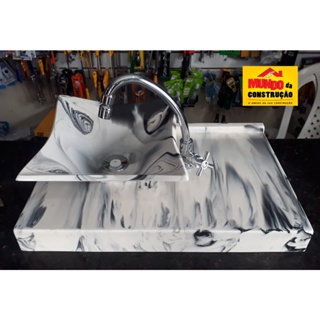 Pia de Banheiro com Bancada Preta Mármore Sintético/ Lavatório/ Cuba/ Lavabo/ Suspenso em Oferta na Shopee