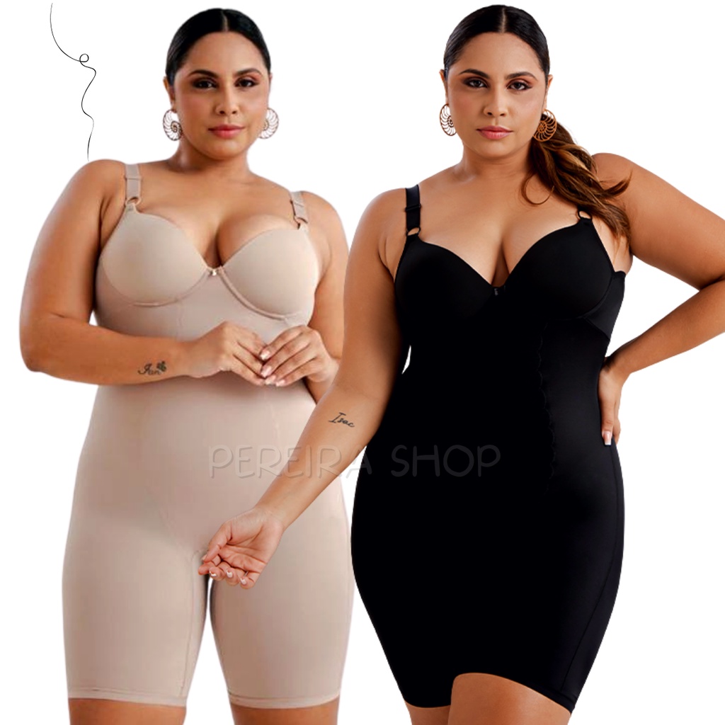 Macaquinho Body Bori Bory Modelador Modeladora Cinta Plus Size Perna Com Bojo Feminino 350842