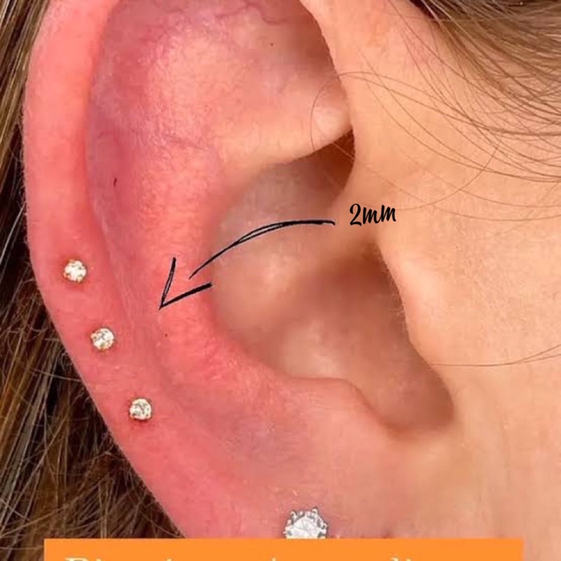 1-3 UNIDADES Piercing ponto de luz aço cirúrgico australianos, lóbulo, trágus, hélix, conch, australianos em Oferta na Shopee