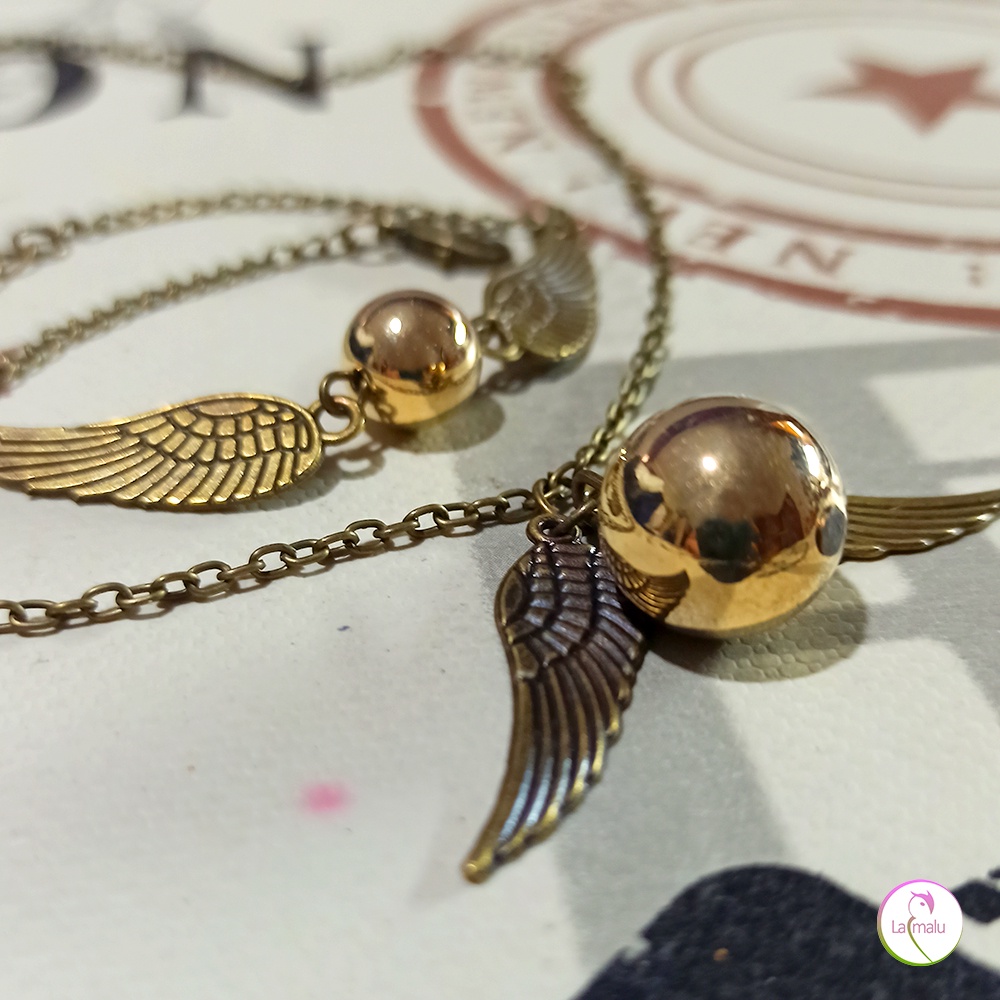Kit Pulseira + Colar Bijuteria Pomo de Ouro Inspirado em Harry Potter - Cor Bronze