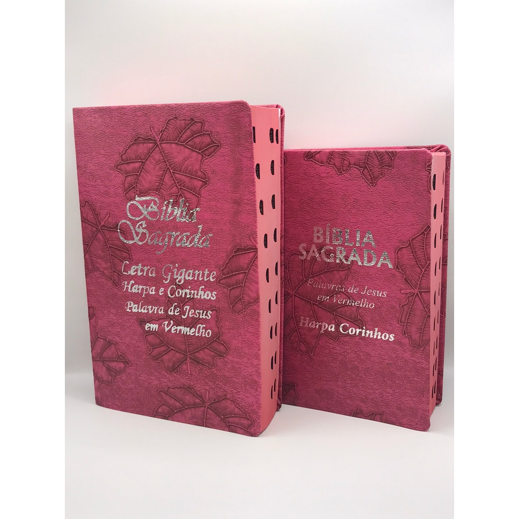 Kit 2 Bíblias Mãe e Filha Com Harpa e Palavras De Jesus Em Vermelho - Capa Folha Pink em Oferta na Shopee