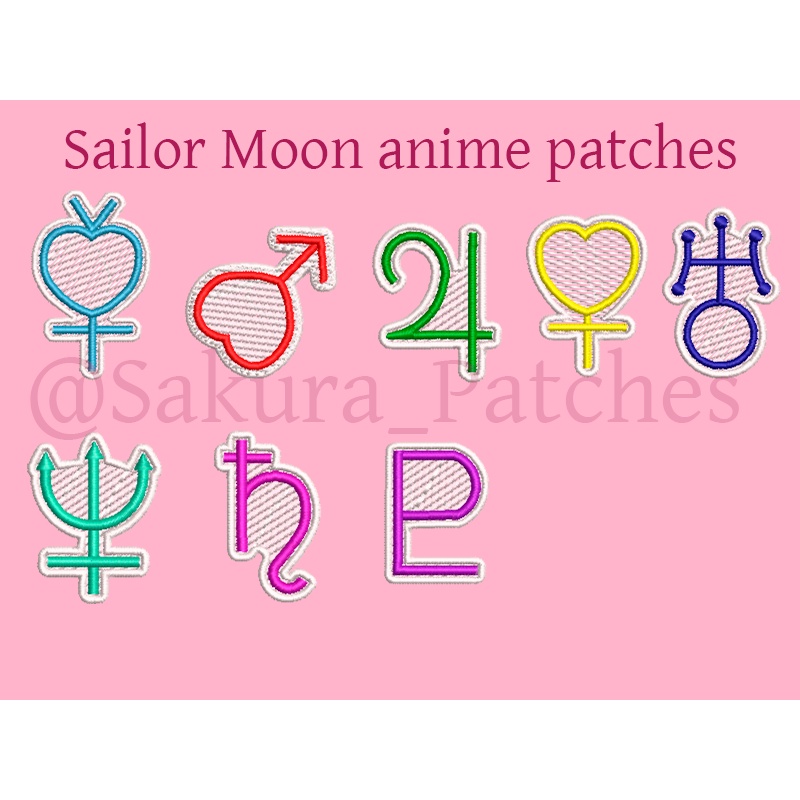 Sailor moon mercury mars jupiter venus uranus neptune saturn pluto logo simbolo patch bordado
