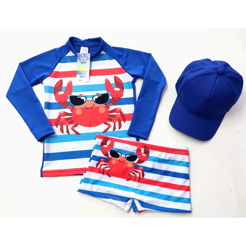 Kit Sunga Infantil + Blusa com Proteção Solar Infantil UV50 Manga Longa + Boné