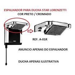 Espalhador Ducha Acqua Star Preto Cromado (NÃO É O CHUVEIRO COMPLETO) - Ref. A-01R - Original Lorenzetti