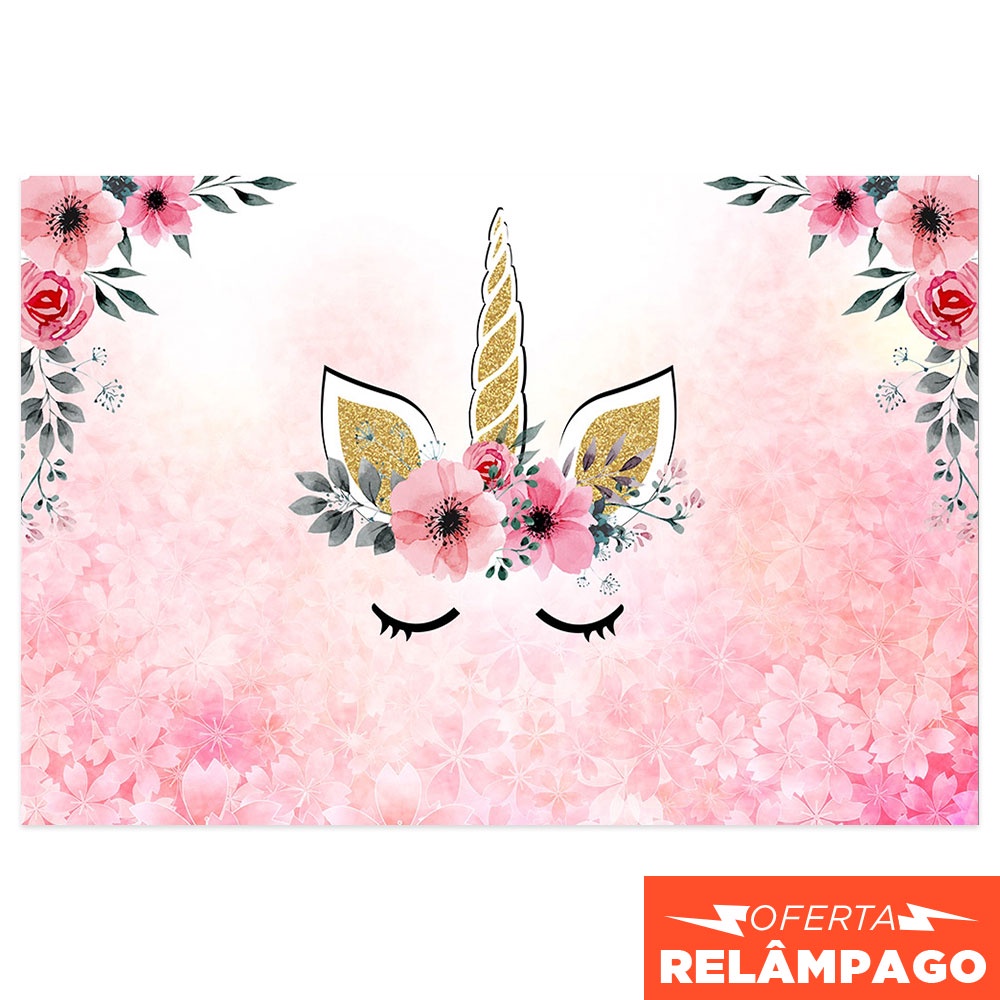 Painel de Festa Unicórnio Colorido Retangular Horizontal Estampado em Tecido Diversas medidas em Oferta na Shopee