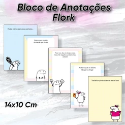 Bloco de Notas Fofo Flork Meme C/50 Folhas 14x10 Cm | Stick Notes Anotações Fofo