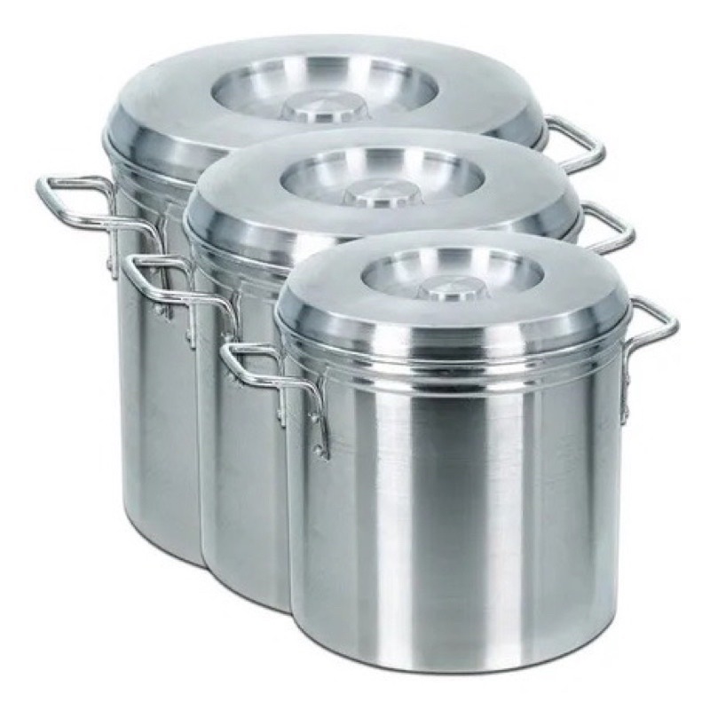 Jogo kit Conjunto Caldeirão Hotel Latão Linha Cerveja Aluminio Polido Reforçado 3 Peças Para Feijoada Caldos Sopas