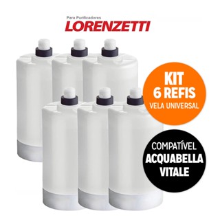 Kit Refil Vela 6 Unidades Compatível com Filtro Torneira Purificador Acquabella Vitalle Lorenzetti Rv01