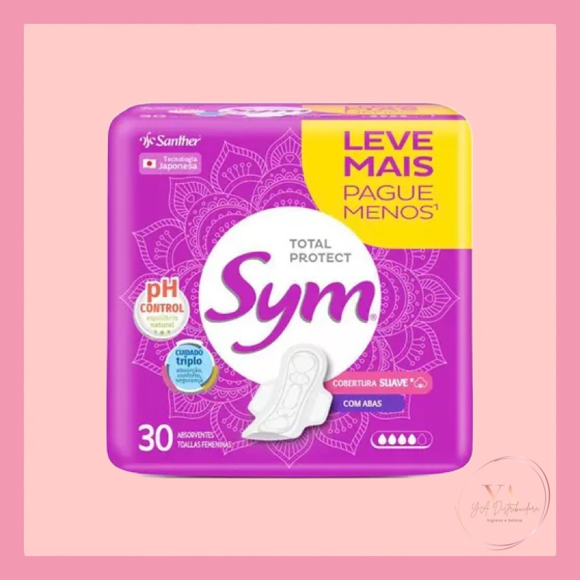 Absorvente Sym Total Protect Com Abas Suave 30 Unidades em Oferta na Shopee