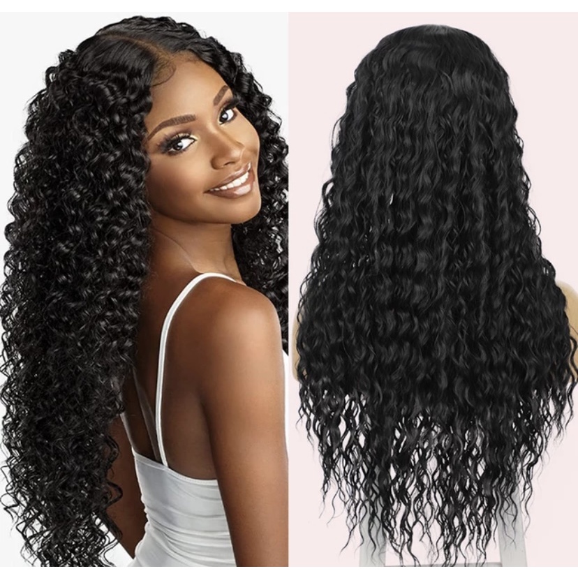 Peruca Wig Cacheada Preta 70cm Orgânica Premium