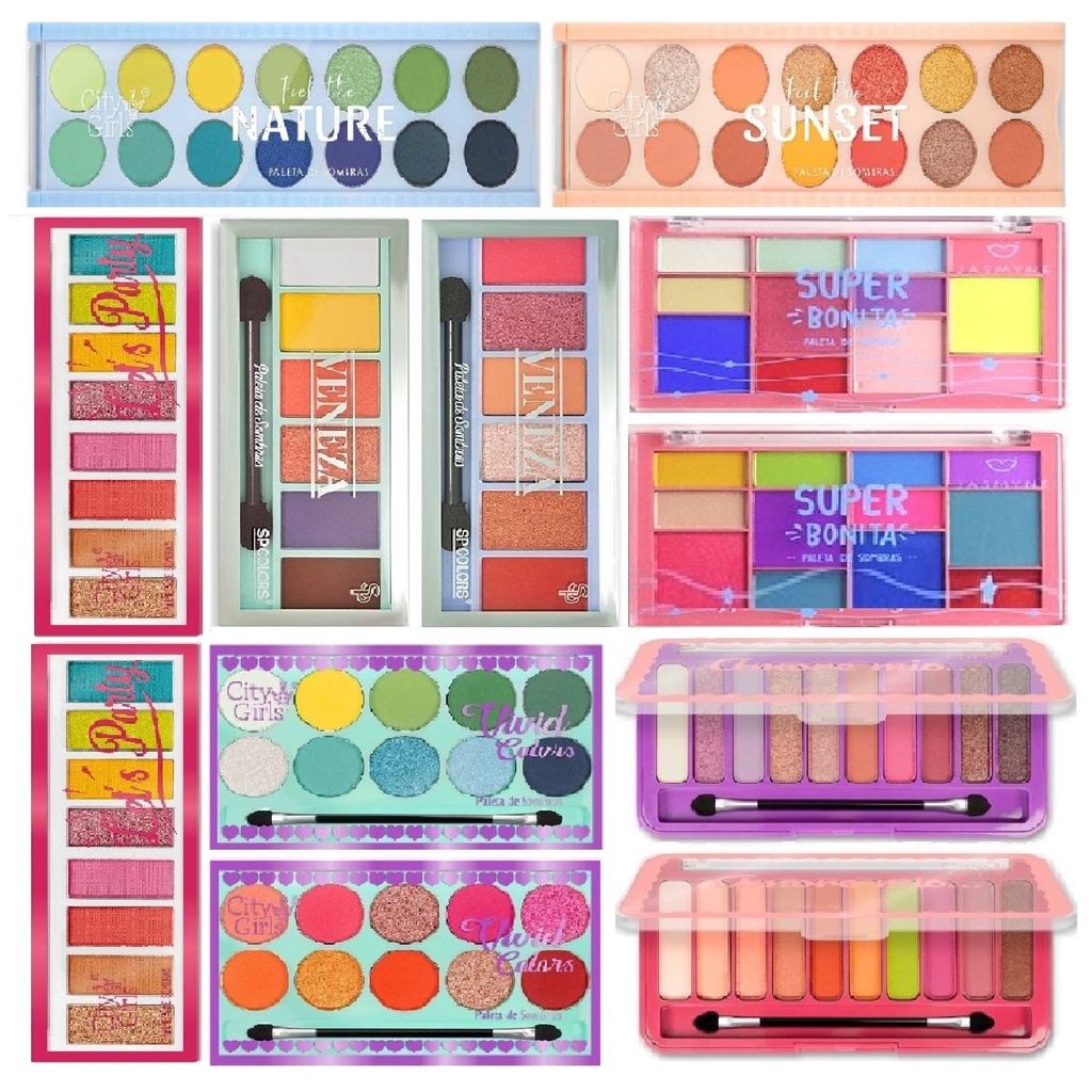 12 Paletas De Sombras Matte Nude Colorida Atacado Revenda Kit Estojo ...