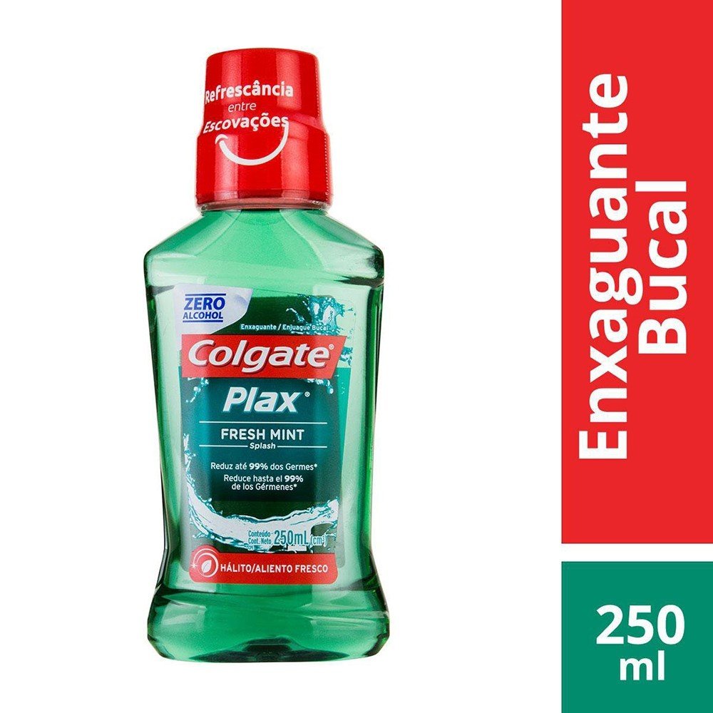 ENXAGUANTE ANTISSÉPTICO BUCAL COLGATE PLAX FRESH MINT SEM ÁLCOOL COM 500ML