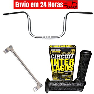 Guidão de Moto Aço Titan CG 150 Para Bike Barrinha de Alumínio Par de Manopla Circuit Bicicleta