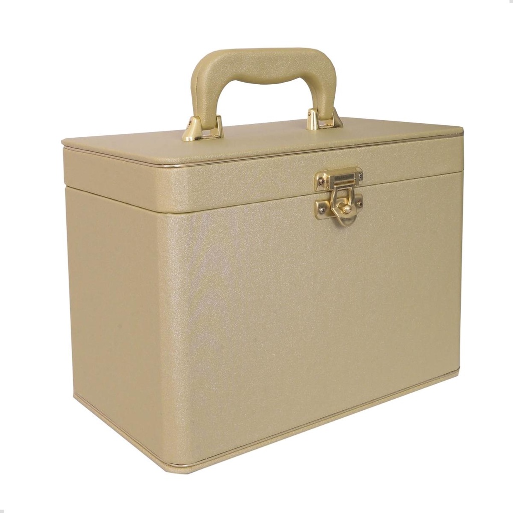 Maleta Box 240 fotos 15x21 com 4 Álbuns Fotográficos CETIM DOURADO Bodas de Ouro Casamento