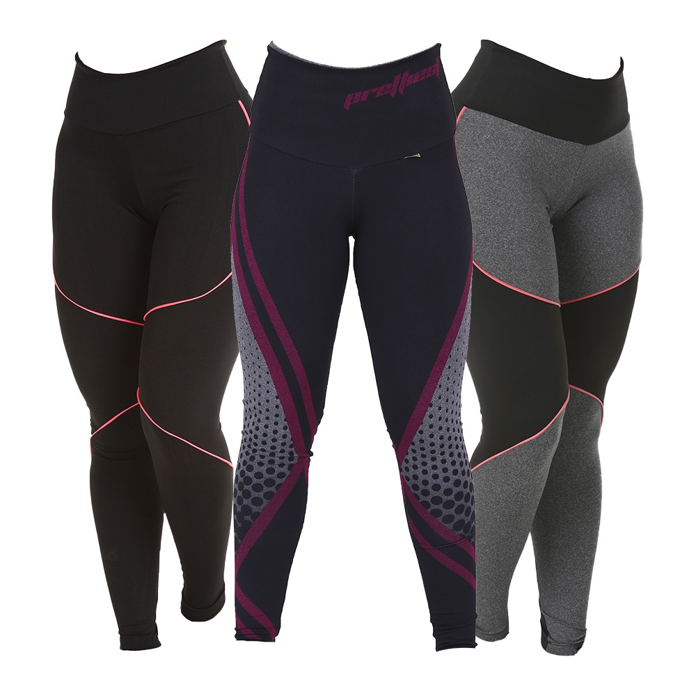 KIT 3 Leggings Diversas Não Fica Transparente Fitness/Academia