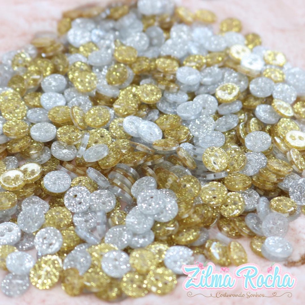 Botões Puro Brilho com 7mm - 60 Unidades - Prata e Dourado em Oferta na Shopee