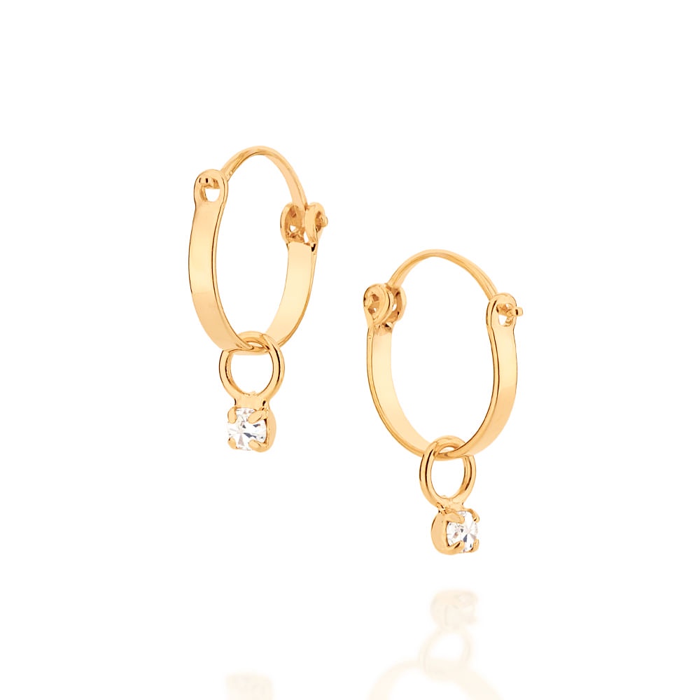 Brinco Rommanel Argola Infantil com Cristal Pendurado 522959 em Oferta na Shopee