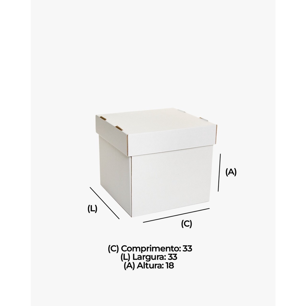 Caixa Para Bolo Alto - 33x33x18 - 10 Unidades
