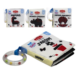 Livro Infantil Bebê Alto Contraste Preto Branco Vermelho Montessori Livro de Tecido Pano Bebe em Oferta na Shopee