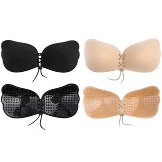 Kit 3 Sutiã Adesivo Silicone Invisível Com Amarração Levanta Seio Push Up - 3x Amarração