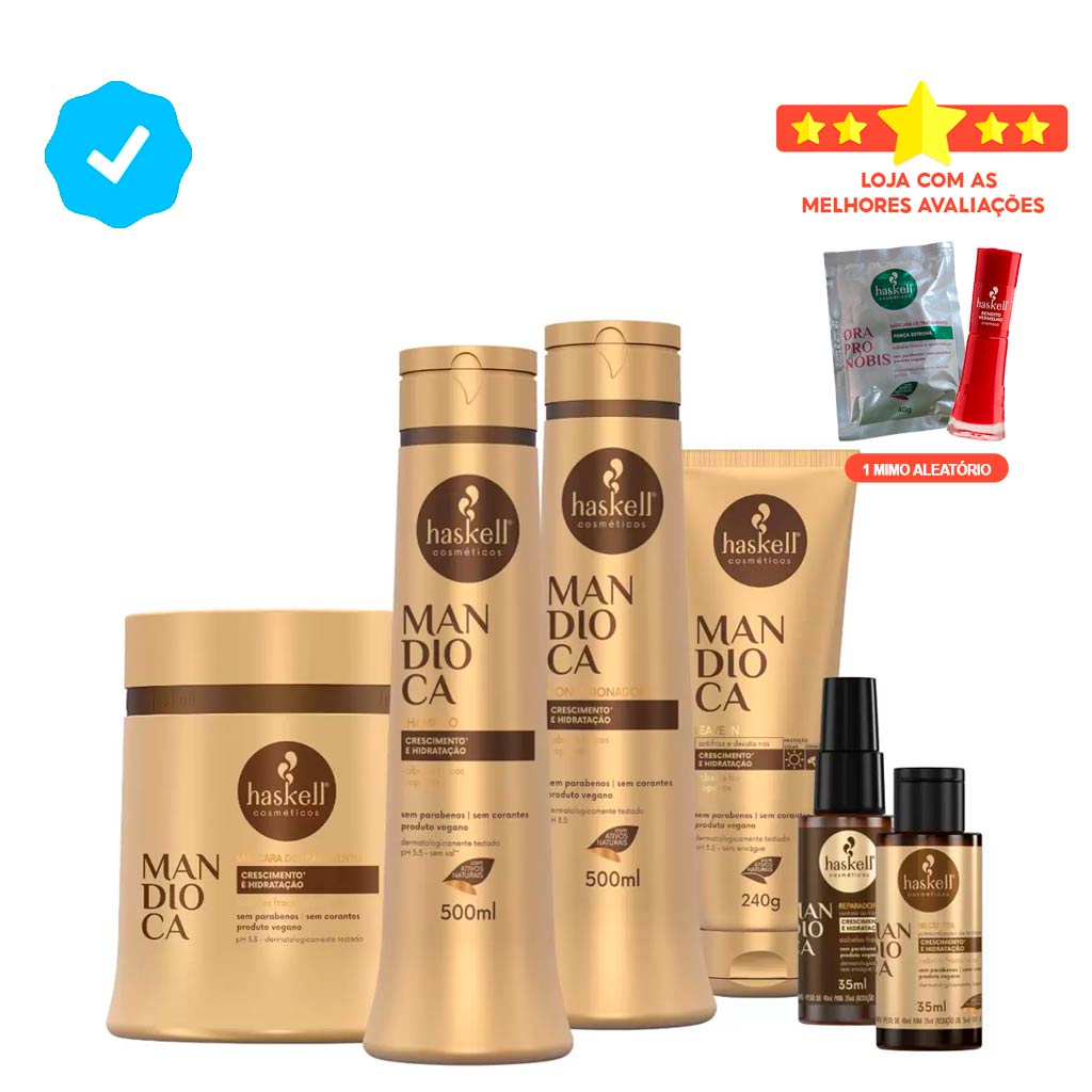 Kit Haskell Mandioca 500ml Completo 06 Produtos - Mandioca Haskell
