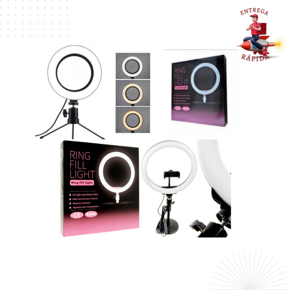 Ring Light com tripé de Mesa USB 6 Polegada 16cm Luz Iluminação Maquiagem, fotos e Rios