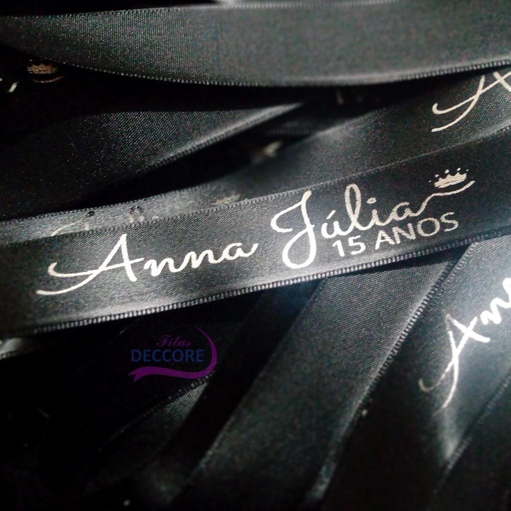 Fita Personalizada de Cetim Seu Nome Faixa 10 Metros x 30mm para Logomarca Embalagem Lembrancinha Festa Presentes