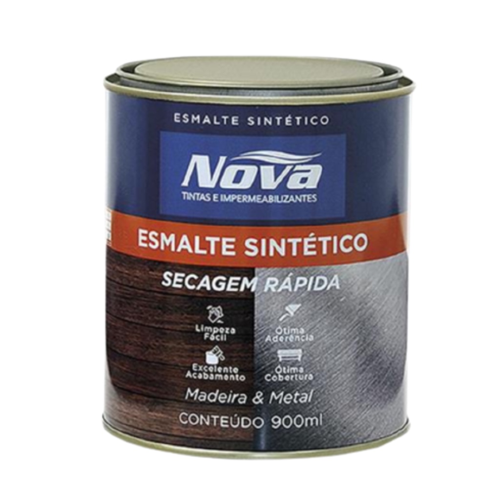 Tinta Esmalte Sintetico Para Madeira e Metal Branca 1/4 900ml Nova Tintas