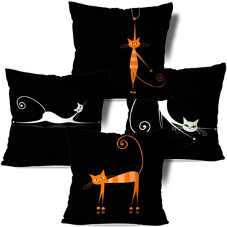 Kit 4 Capas de Almofadas 45x45 Pet Gato Alaranjado e Branco Dcorô 45x45 cm em Oferta na Shopee