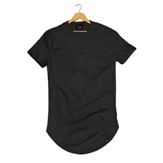 Camisa Camiseta Longline Masculina Básica Lisa Algodão