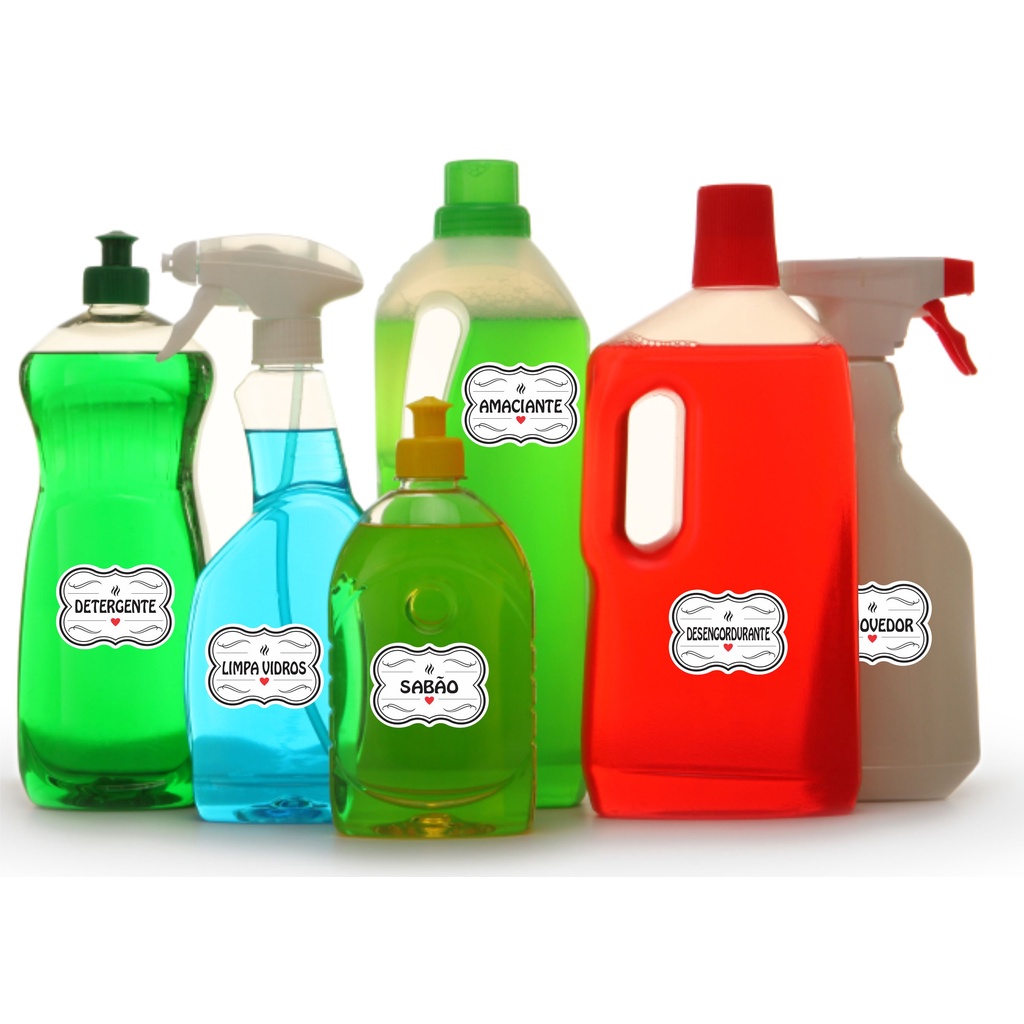 25 Adesivos no Vinil BRANCO OU PRETO para Potes LIMPEZA Organizador 6x4,3cm em Oferta na Shopee