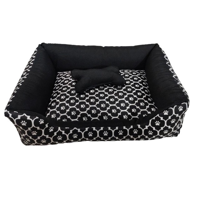 Caminha de Cachorro ou Gato Médio Lavãvel com fundo Impermeável + Ossinho Patinha Preto