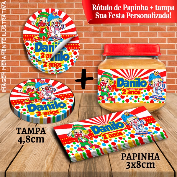 Kit com 10 pares Rótulos Adesivos de Potes e Tampas 120g Patati Patata