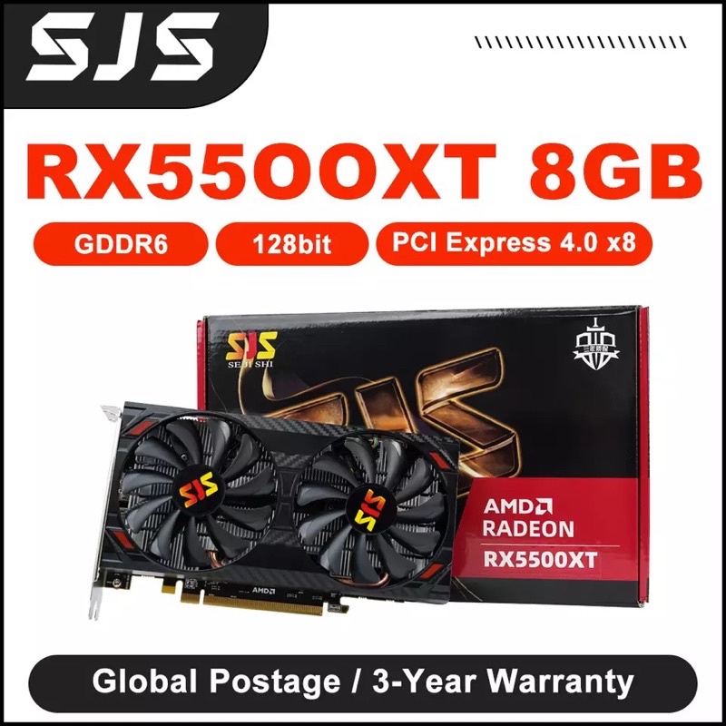 Sjs rx5500xt 8g mineração placa gráfica 8g 128bit gddr6 rx 5500 xt 8gb 2dp + 1hdmi placa de vídeo jogos amd gpu placa de vídeo