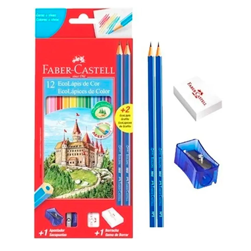 Ecolápis Faber-Castell 12 Unidades Apontador Borracha Lápis - Stationery