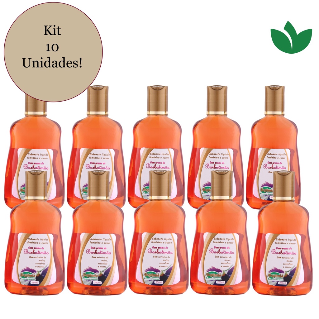 Kit com 10 Sabonete Íntimo Feminino BARBATIMÃO 250mL Alquimia