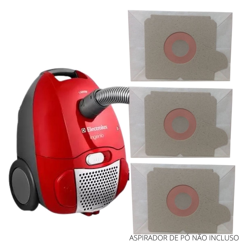 Saco Aspirador De Pó Electrolux Descartável Ingênio 1400W Refil Compatível Eletrolux  kit 03 peça