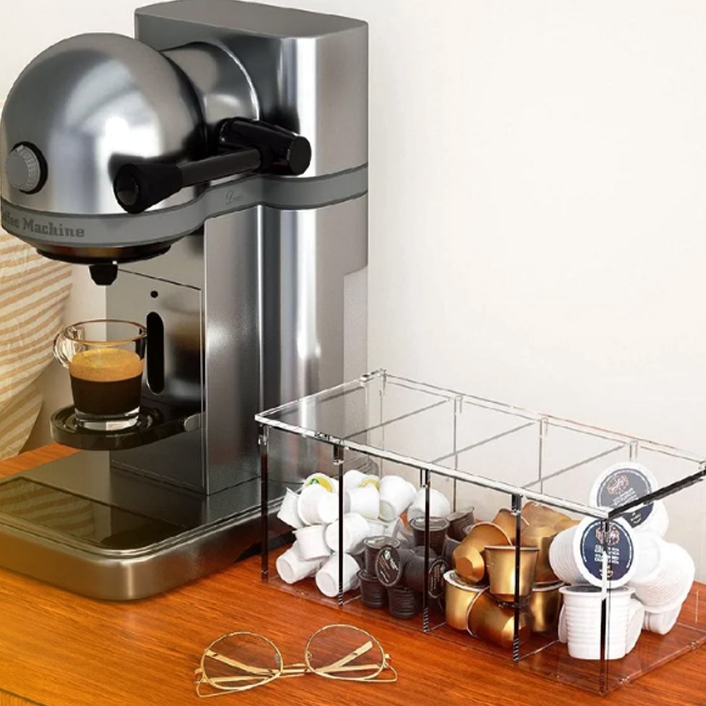 Porta Capsulas Café Organizador Dolce Gusto Nescafé Três Corações com Divisórias em Acríli...