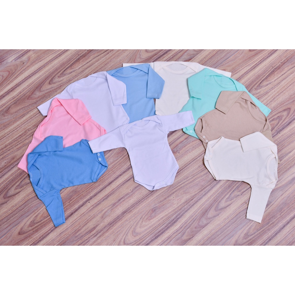 KIT 10 PÇS BODY MANGA LONGA LISO 100% ALGODÃO - ATACADO - PROMOÇÃO- BORE
