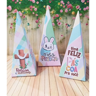 Caixa Cone Pirâmide Lembrança Páscoa para doces bombons trufas chocolates (10 caixas) em Oferta na Shopee