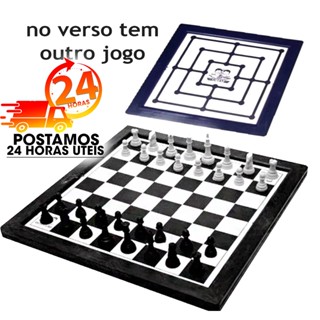 Jogo Xadrez + Trilha (no verso) Brinquedo brinquedinho Clássico Promoção pronta entrega